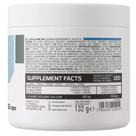 OstrovitBeta-Alanine2400NutritionFactsWestfitShop