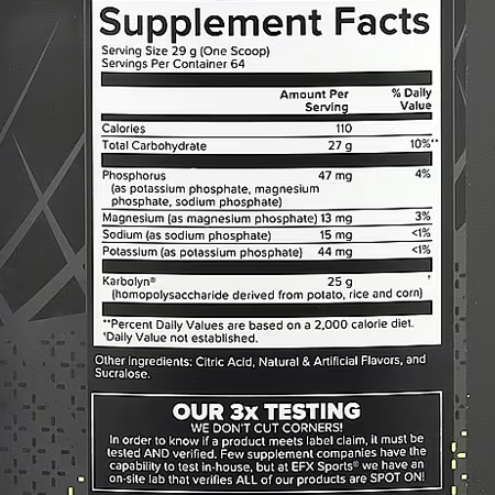 EFXKarbolynHydrateSupplementFactsWestfitShop