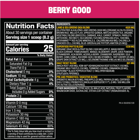 Mutant Big Greens Nutrition Facts Westfit Shop